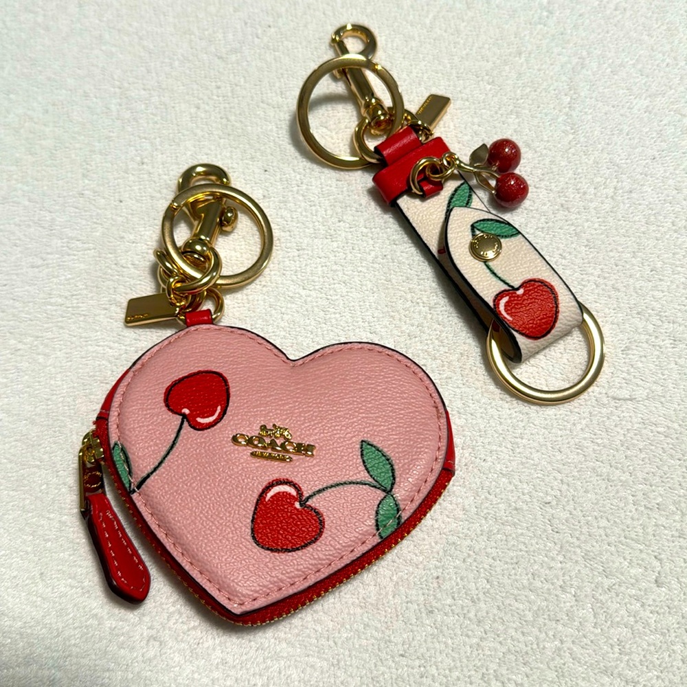 Coach cherry 🍒 keychain and coin purse bundle